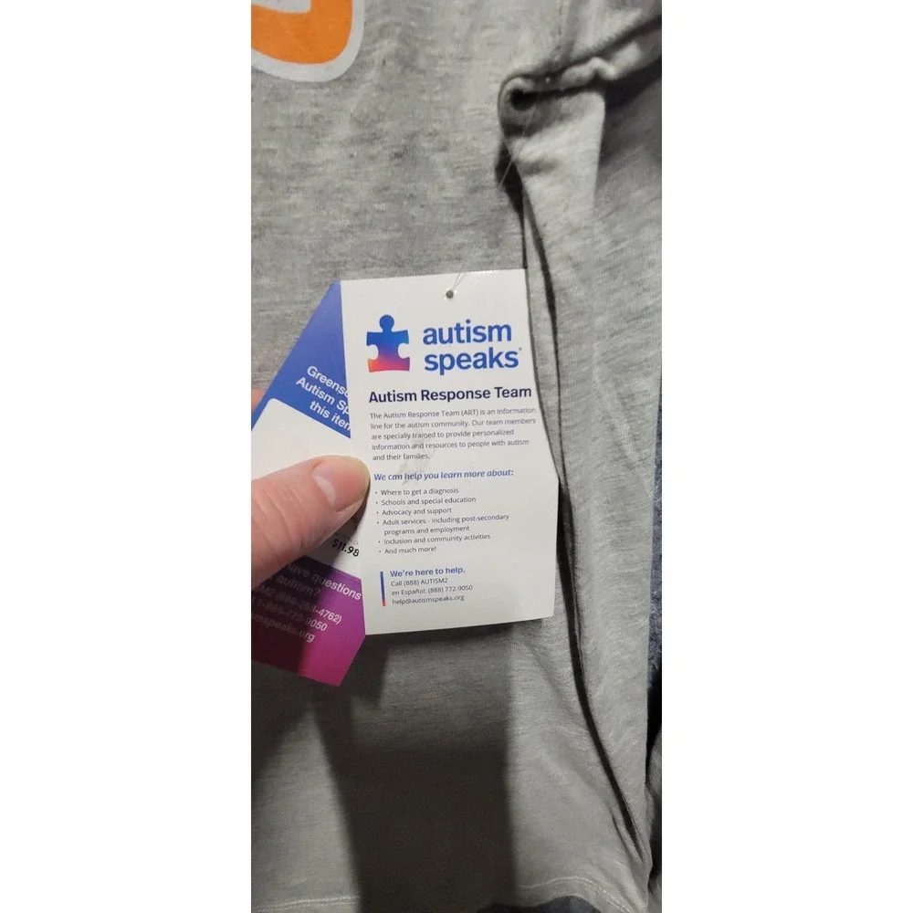 Autism Speaks Love Needs No Words Unisex‎ Long Sleeve Gary Blackground Size XL